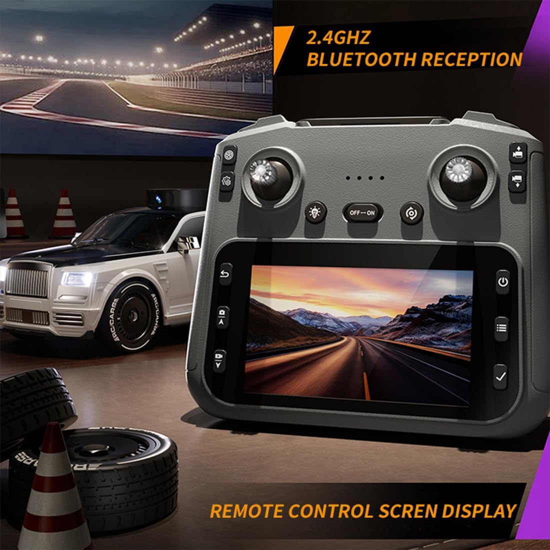 4WD FPV HD Camera Remote Control Drift Racing Car with Screen Controller, 360° Rotating Camera & Interchangeable Drift/Racing Tires – 2.4GHz RC Car for Kids