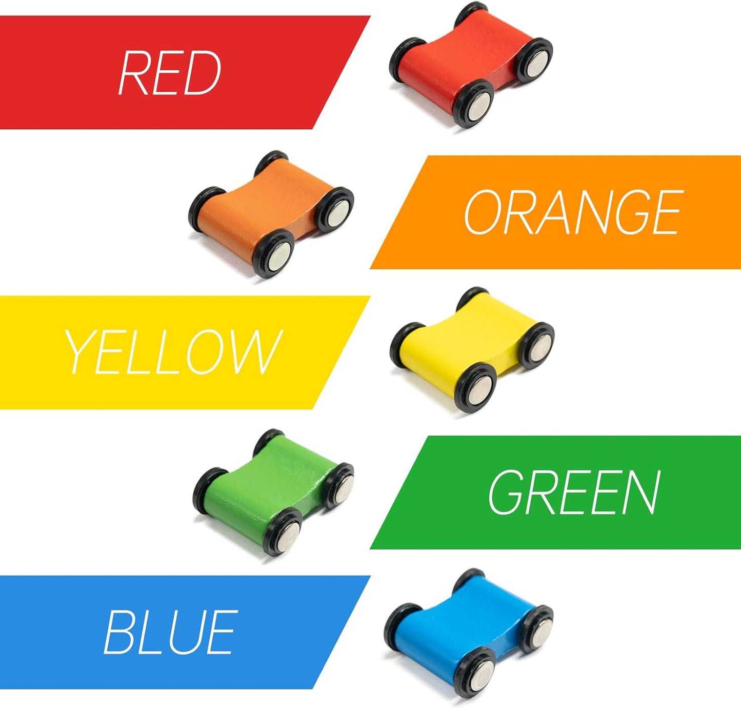 Wooden Ramp Racer Track Toy for Kids – Rainbow Car Slide Racing Set